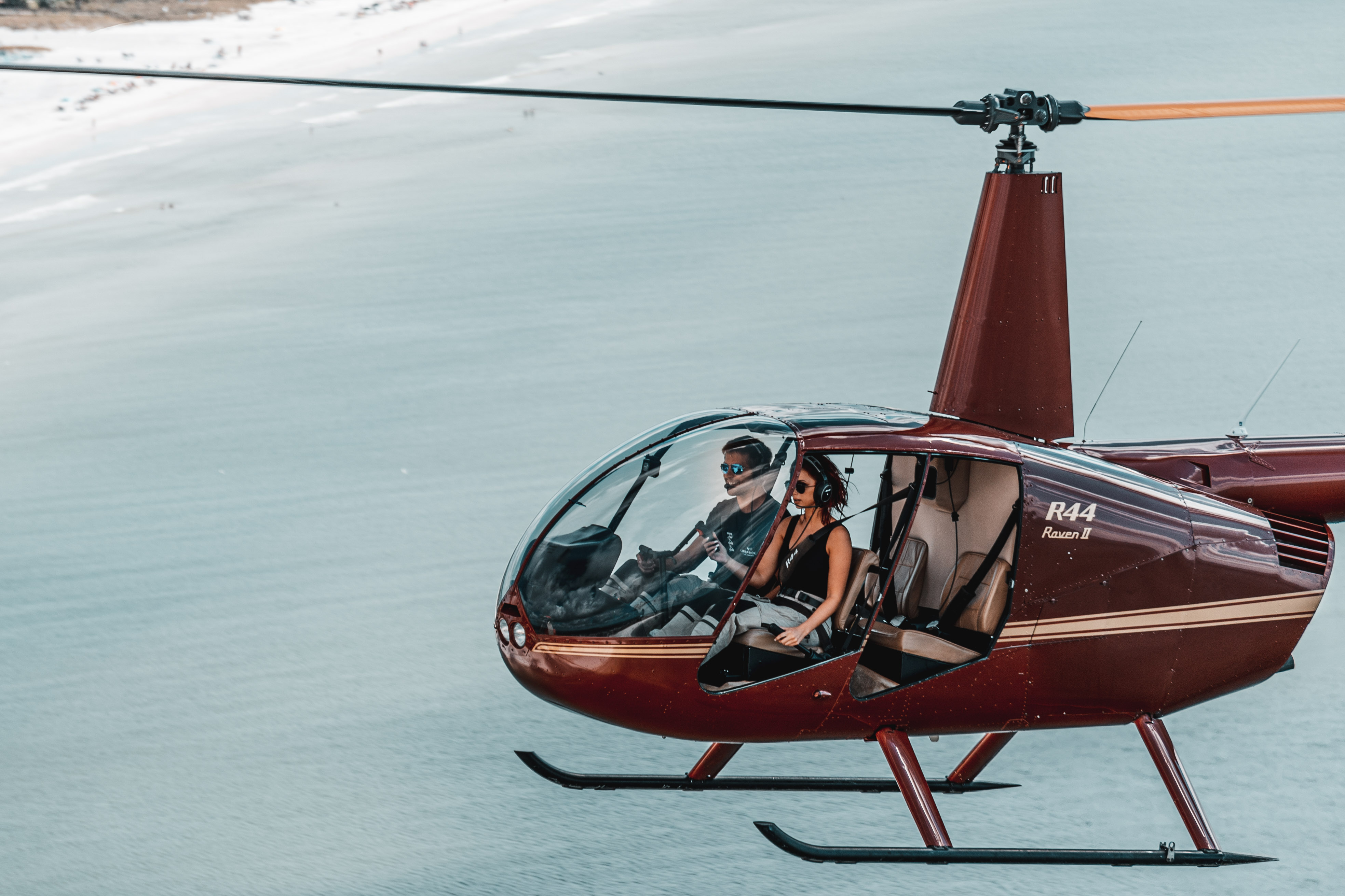 Helicopter over ocean image